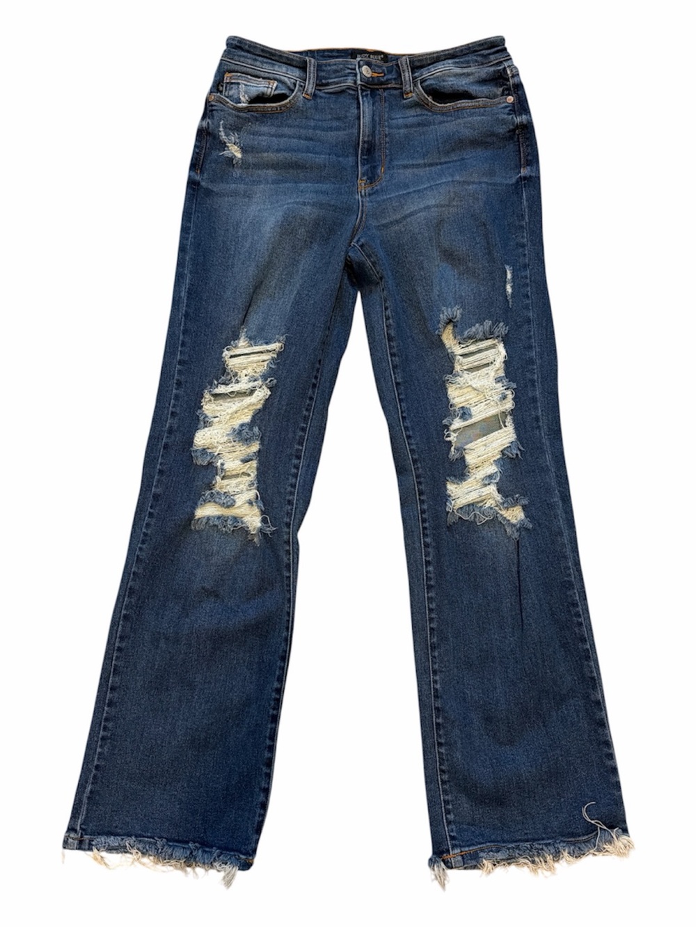 JUDY BLUE Distressed Dad Jean Women's Dark Blue Denim Wide Leg size 11/30